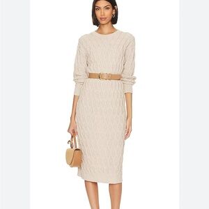 nwt LINE & DOT Ruby Sweater Dress Cable Knit Midi Long Sleeve Taupe REVOLVE